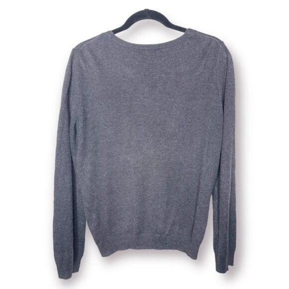 Gap Size S Charcoal Gray Cashmere Blend Embellished Rhinestone Brooch Cardigan - Picture 2 of 10